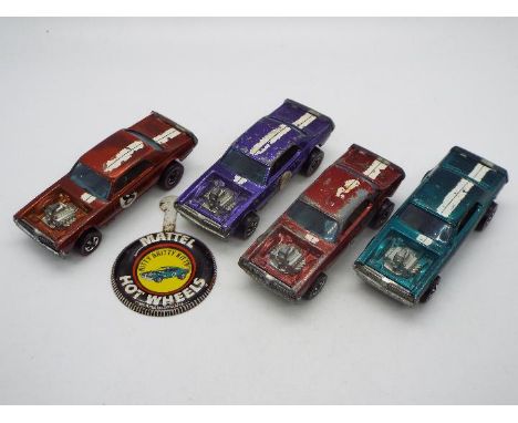 Hot Wheels - Redline - 4 x Nitty Gritty Kitty Mercury Cougar models in Aqua, Orange, Red and Purple. All show sign of play us