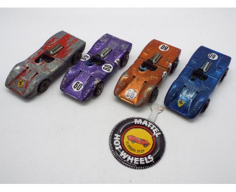 Hot Wheels - Redline - 4 x Ferrari 3312P models in Purple, Blue, Orange and Enamel Red. They all show signs of play use, the 