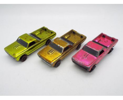 Hot Wheels - Redline - 3 x Skyshow Custom Fleetside models without their launchers in Hot Pink, Gold and Lime / Antifreeze. T