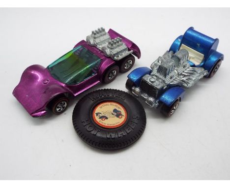 Hot Wheels - Redline - 2 x cars, a Six Shooter in Magenta and Special Delivery in Light Blue. The Special Delivery has some s