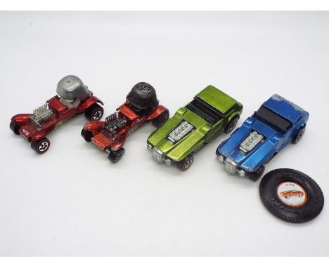 Hot Wheels - Redline - 4 x models, two The Hood cars in Light Green and Blue and two Red Baron cars. The Light Green The Hood