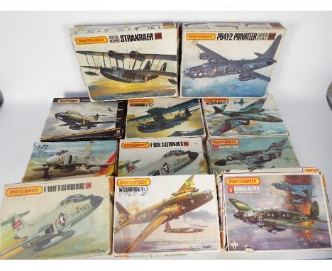 Matchbox - 11 boxed vintage 1:72 scale military aircraft plastic model kits by Matchbox. Lot includes Matchbox PK404 Phantom 