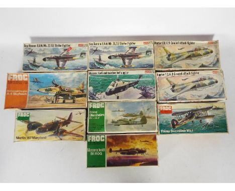 Frog - 10 boxed vintage 1:72 scale military aircraft plastic model kits by Frog. Lot includes F271 McDonell Douglas A-4 Skyha