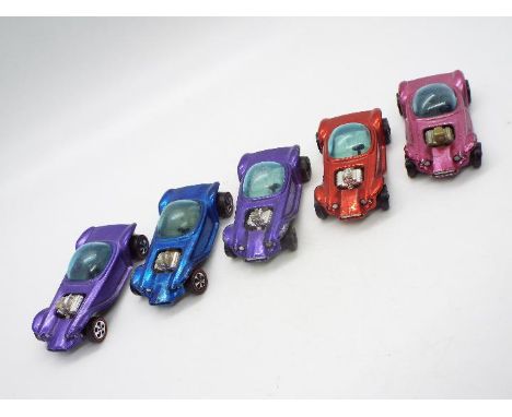 Hot Wheels - Redline - 5 x Beatnik Bandits in Red with White interior, Blue, Purple with white and dark interiors and Creamy 