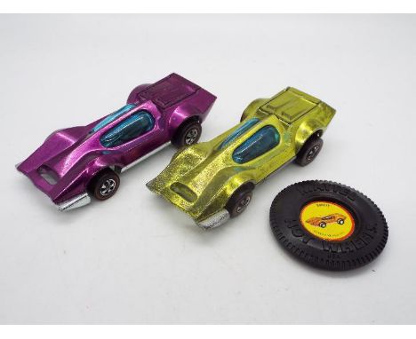 Hot Wheels - Redline - 2 x Bugeye Hong Kong made models in the rare colours of Magenta and Yellow. The Magenta car appears Ne