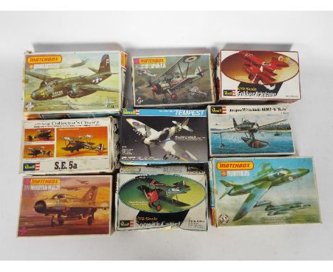 Revell, Matchbox - Nine boxed plastic model military aircraft model kits in 1:72 scale. Lot includes Revell H4154 Fokker Trip