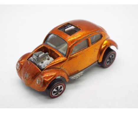 Hot Wheels - Redline - A Custom Volkswagen Beetle in Orange, this is a U.S. made car which has lost its sliding sunroof panel