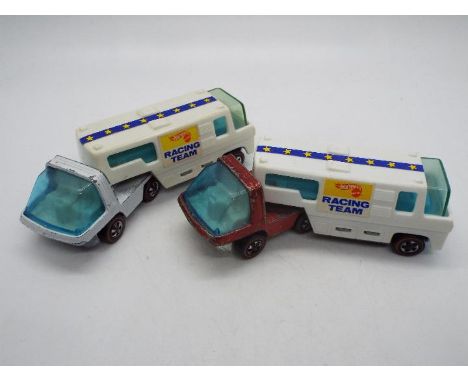 Hot Wheels - Redline - Heavyweights - 2 x Racing Team Trailers, one with a Red cab and one with an Enamel White cab. They app