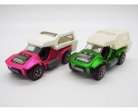 Hot Wheels - Redline - 2 x 1970 Power Pad models one in Green and one in Pink. Both appear in Very Good condition with only v
