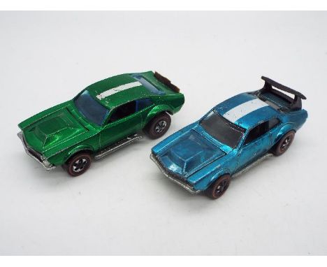 Hot Wheels - Redline - 2 x Mighty Maverick models in Green and Aqua (?) The Green car is a Hong Kong made version and appears