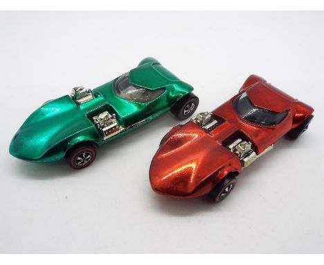 Hot Wheels - Redline - 2 x Twin Mill models in Red with a dark interior and Green with a light interior. The cars appear in N