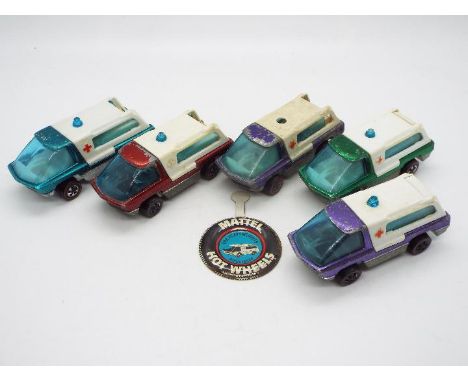 Hot Wheels - Redline - Heavyweights - 5 x Ambulance models in Green, Aqua, Red, Purple with a White interior and Purple with 