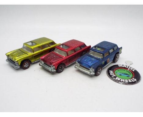 Hot Wheels - Redline - 3 x Classic Nomad models in Red, Blue and Lime-Gold (?) They are in Very Good to Near Mint condition w