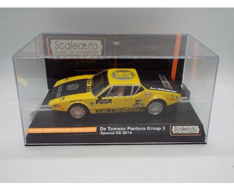 Scaleauto - A boxed Scaleauto #SC6052 De Tomaso Pantera Gr.3 Special CE 2014. The model appears to be in Mint condition, hous