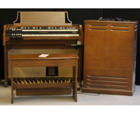 HAMMOND ORGAN - a Hammond A-100 organ, serial number 243022 with two 61 note keyboards, a 25 note pedal board, original match