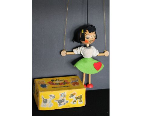 PELHAM PUPPET - a boxed Pelham Puppet from the Jumpette range featuring a girl with bamboo arms and legs, felt hair and skirt