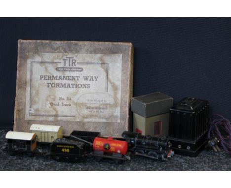 MODEL RAILWAY - TRT - a Trix Twin Railway Permanent Way Formations set no. 914 Oval Track, a transformer, a railway engine an