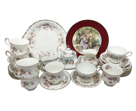 Paragon Victoriana Rose pattern tea service six and Paragon Country Lane pattern tea service for two and Vienna style plate