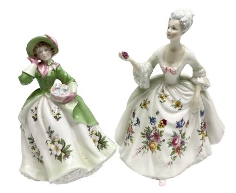 Royal Worcester figure Sweet Holly no 5481 together with Royal Doulton figure Diana n HN2468, largest example H20cm 