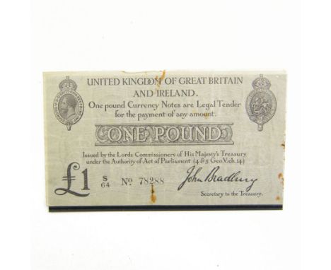 George V Bradbury second issue one pound banknote