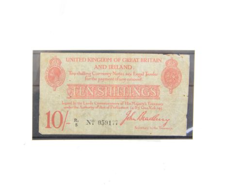 George V Bradbury second issue ten shillings banknote