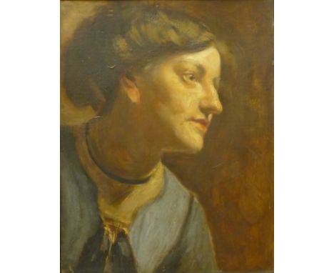 English School, portrait of a lady, oil on board, 36 x 29cms, framed 