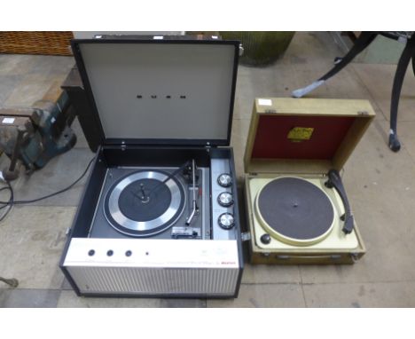 A vintage Bush record player and a BSR record player 