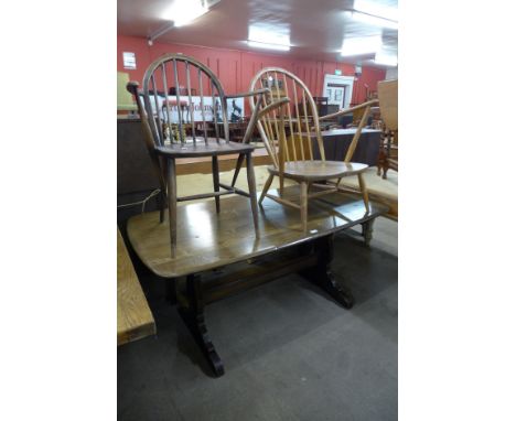 Two Ercol chairs, a/f and an Ercol Golden Dawn refectory table 