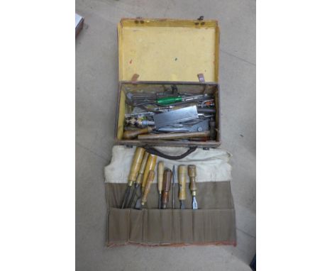 Assorted woodworking tools, etc. 
