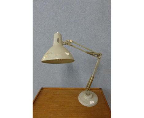 An industrial metal anglepoise desk lamp 