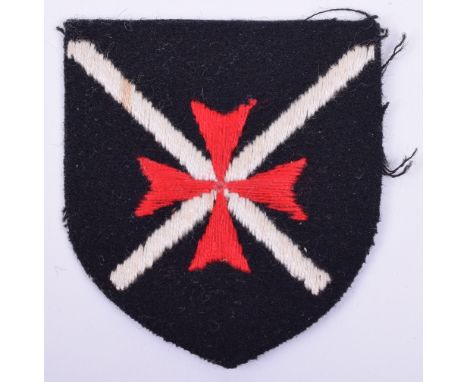 32nd Light Anti-Aircraft Regiment Royal Artillery (TA) Cloth Formation Sign, embroidered red Maltese cross with white diagona