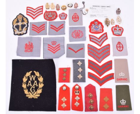 Selection of Cloth and Metal Insignia of Queen Alexandra’s Royal Army Nursing Corps (Q.A.R.A.N.C), including 2x silver gilt b