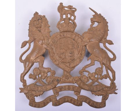 Post 1902 Royal Engineers Helmet Plate, brass other ranks example with two lug fittings to the reverse. 