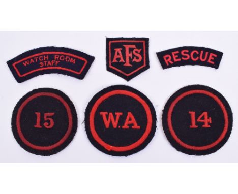 Selection of Auxiliary Fire Service Cloth Insignia, including large embroidered circular uniform patch with W.A to centre, tw