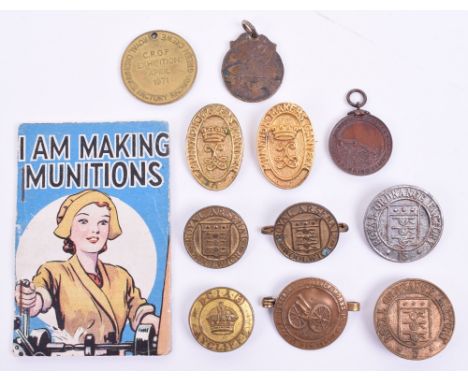 Collection of War Munitions Factory Badges, consisting of Royal Ordnance Factory 13 workers pin back badge, Royal Ordnance Fa