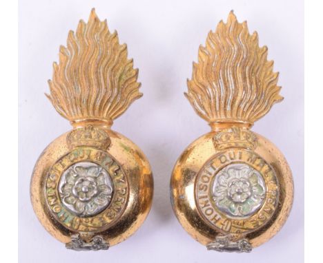 Royal Fusiliers (City of London Regiment) Officers Collar Badges, fine silver gilt matched pair of collar badges made by J R 