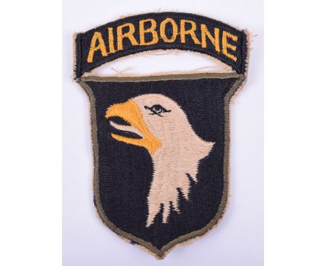 American 101st Airborne Uniform Patch, good example with stitched AIRBORNE title to the top. Eagle with white tongue. 
