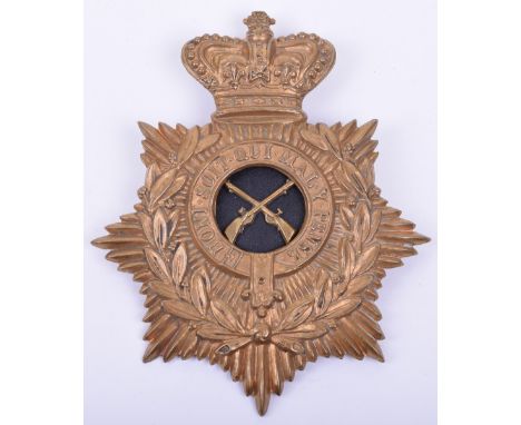 Victorian School of Musketry Other Ranks Helmet Plate, universal pattern other ranks helmet plate with crossed rifles removab