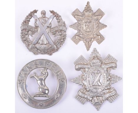 4x Scottish Territorial Regiments Badges, consisting of 9th Glasgow Highland Battalion badge with two lug fittings, cast whit