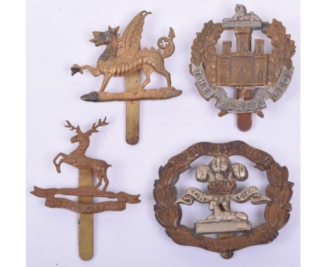 Four Territorial Battalion Cap Badges, consisting of 4th Battalion South Lancashire regiment with slider fitting, 8th Battali