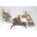 3 vollplastische Terracotta-Darst. Kaltbemalt, China 19.Jh.