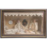 Biedermeierliche Handarbeit mit Wachs-Christus, dat. 1838