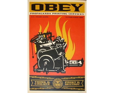Shepard Fairey Print and DestroyOffset lithograph on cream Speckletone paper. Open edition. 61 x 92cmSigned by Shepard Fairey