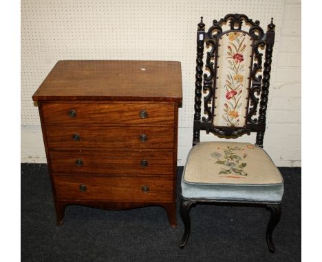 A Geo IV  mahogany chest commode with lift up top.Together with a barley twist Victorian side chair.(2)
