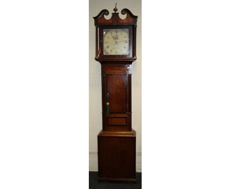 Paine, Hook Norton, an early 19th century oak, mahogany crossbanded longcase clock, the 30 hour bell striking movement faced 