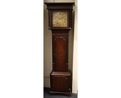 A William IV Eight day, brass faced mahogany crossbanded oak longcase clock. The dial marked J Phillips, Oswestry