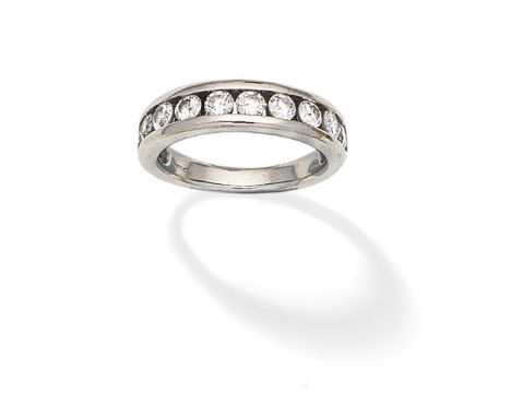 DIAMOND HALF-ETERNITY RINGChannel-set with brilliant-cut diamonds, mounted in 9 carat white gold, diamonds approx. 0.90ct tot