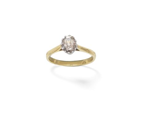 DIAMOND SINGLE-STONE RINGSet with an oval-cut diamond of brown tint, diamond untested for natural colour, diamond approx. 1.0