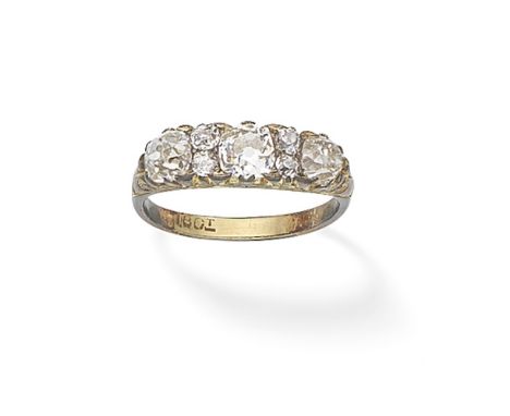 DIAMOND RINGSet with old brilliant-cut diamonds, diamonds approx. 1.00ct total, ring size approx. MFor further information on