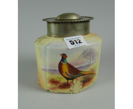 A Lock & Worcester tea caddy decorated with a pheasant & signed A Wall